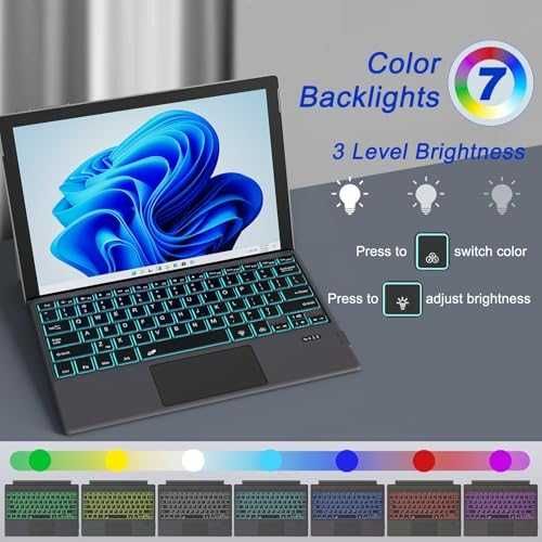 Нова Surface Pro клавиатура с 7 цвята, тъчпад и USB-C зареждане, калъф