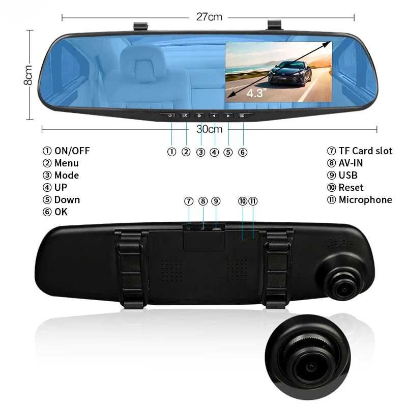 Oglinda AUTO display 3.5" cu camera fata-spate