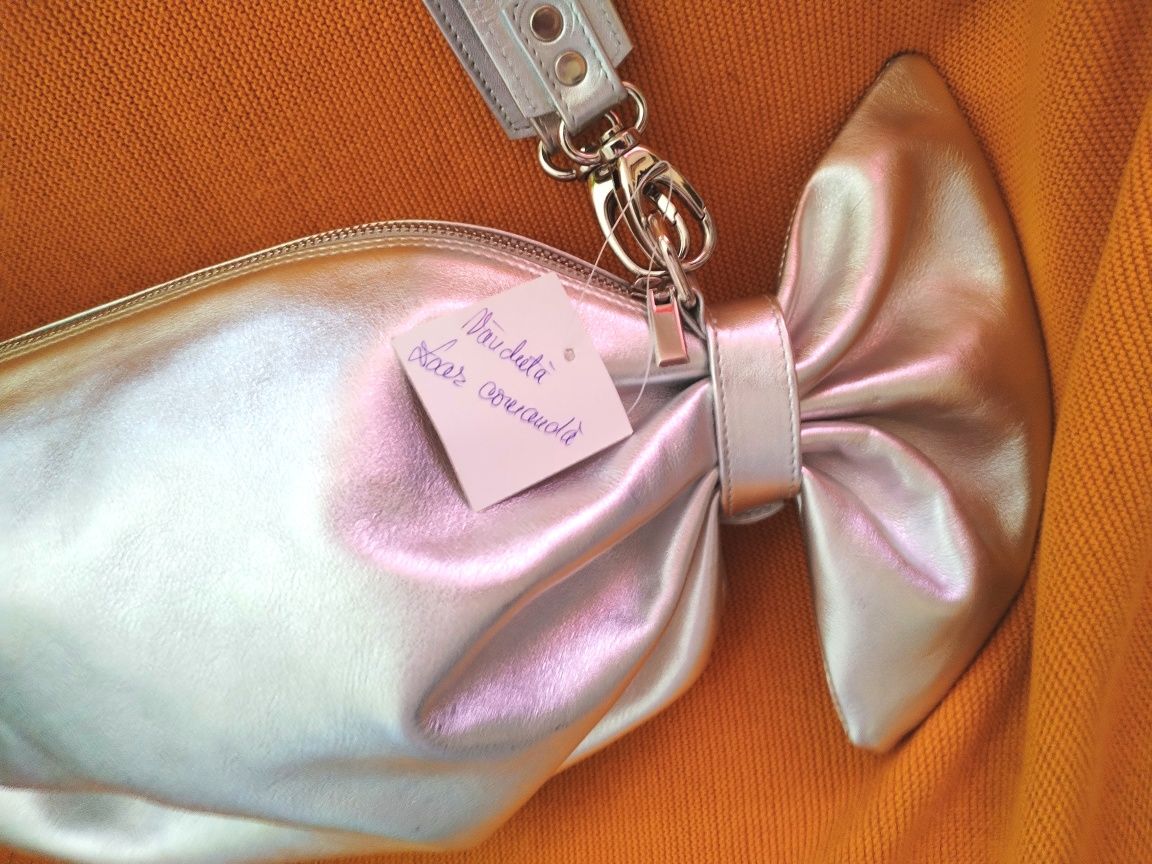 Geanta "Candy" din piele argintie