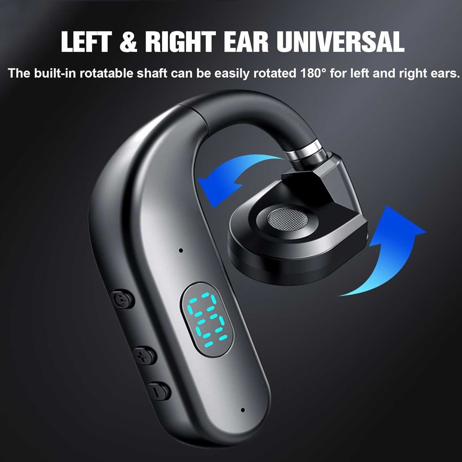 Bluetooth слушалка с микрофон, единична, костна проводимост, с кука