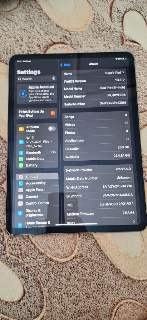 Apple iPad Pro 1 11.0" (2018) 1st Gen Cellular, 256 GB, Space Gray