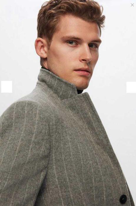 Palton slim 50 L premium Atelier Torino NOU lana moale gri dungi