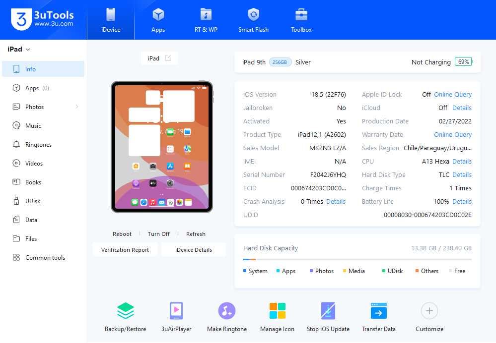 Таблет Apple iPad 9gen 10.2" 256GB Wi-Fi