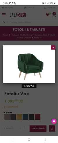 Fotoliu Vox,culoare verde smarald. Casa Rusu