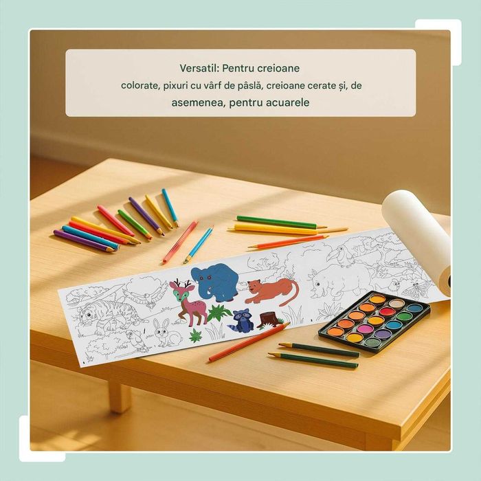 Rola hartie de colorat pentru copii XXL autoadeziva animale 300x38.5cm