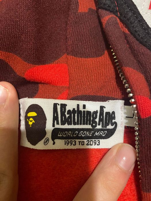bape hoodie rosu original - Marime M