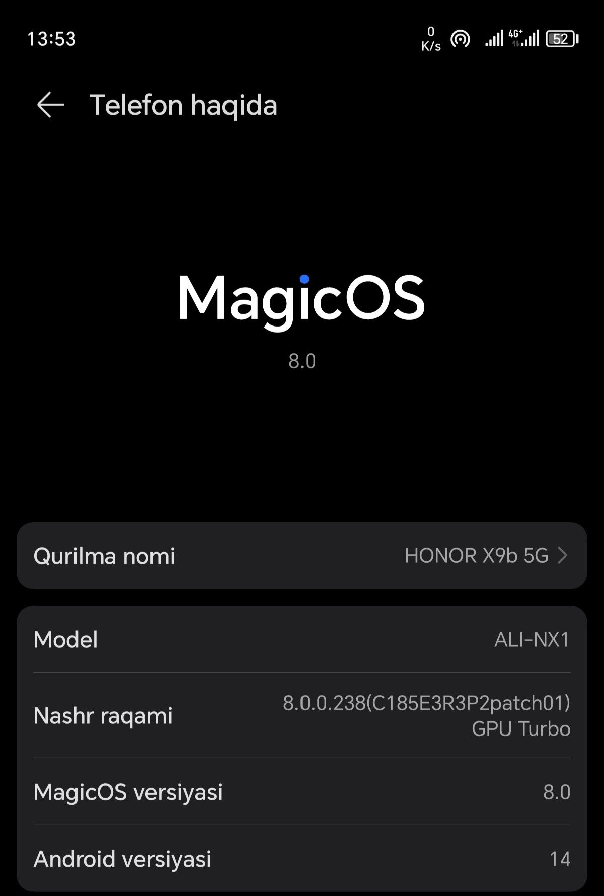 Honor x9b 12 gb +8 gb honor ram turbo