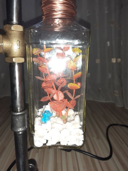 Lampa/ veioza tip industrial / steampunk, bec led, homemade.