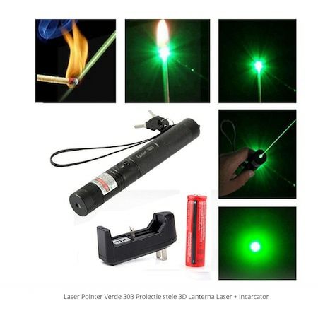 Kit Laser Pointer Verde Cu Rază Maximă De 10 km