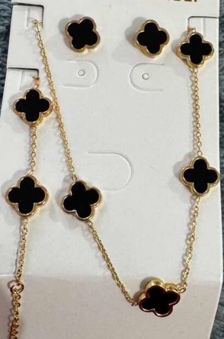 Set bijuterii copie Van Cleef & Arpels bratara cercei si colier auriu