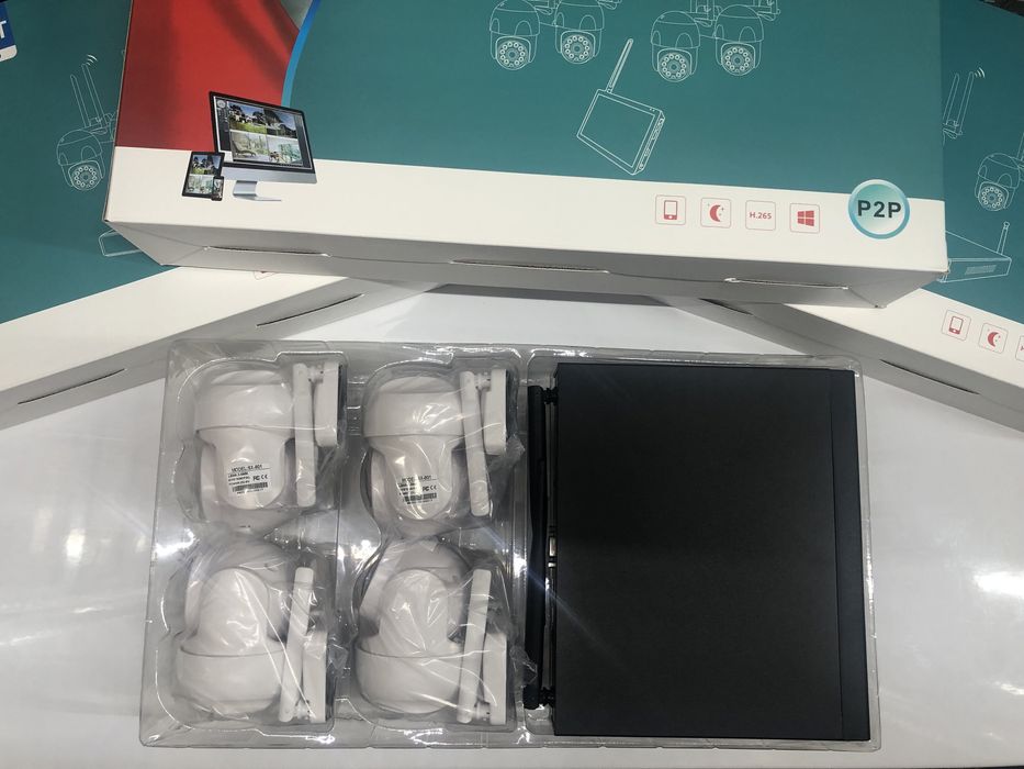 Sistem Supraveghere Rotativ Smart Wifi 2k NVR 4 Camere IR50m Hdd 1 Tb