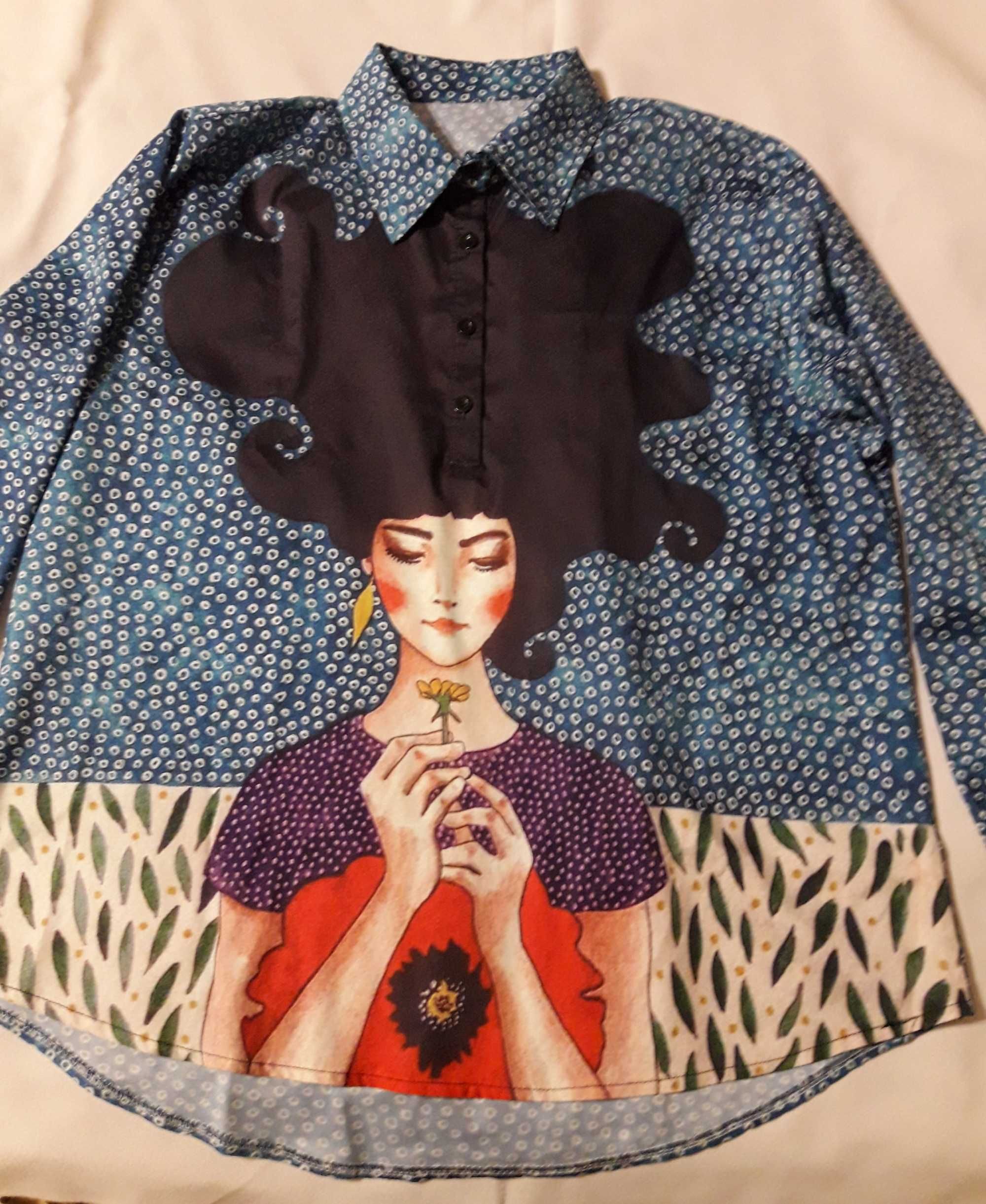 Копринена дамска риза с картина