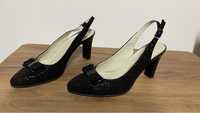 Sandale elegante, pantofi cu toc din piele marimea 39 negre