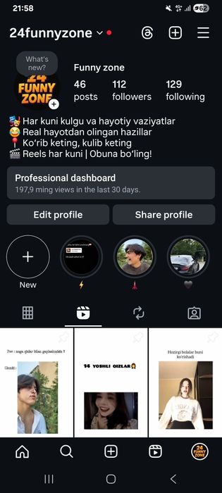 Insta akk vd rekkga chiqadi prosta meni vd qoygani vaqtim yoq