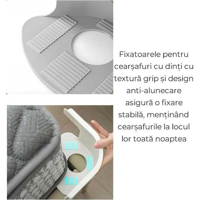 Suport de prindere pentru cearsafuri de pat cu sistem anti-derapant