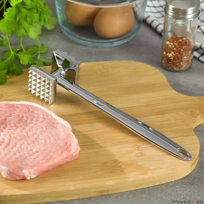 Ciocan pentru carne, cu doua fete, din inox, pentru fragezire,