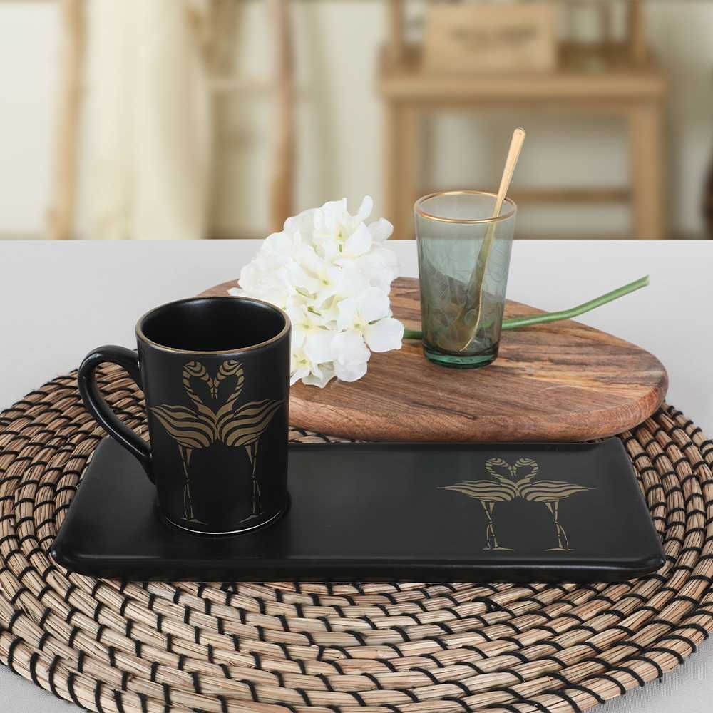 Комплект чаша за кафе и чиния за сервиране на кафе, Keramika