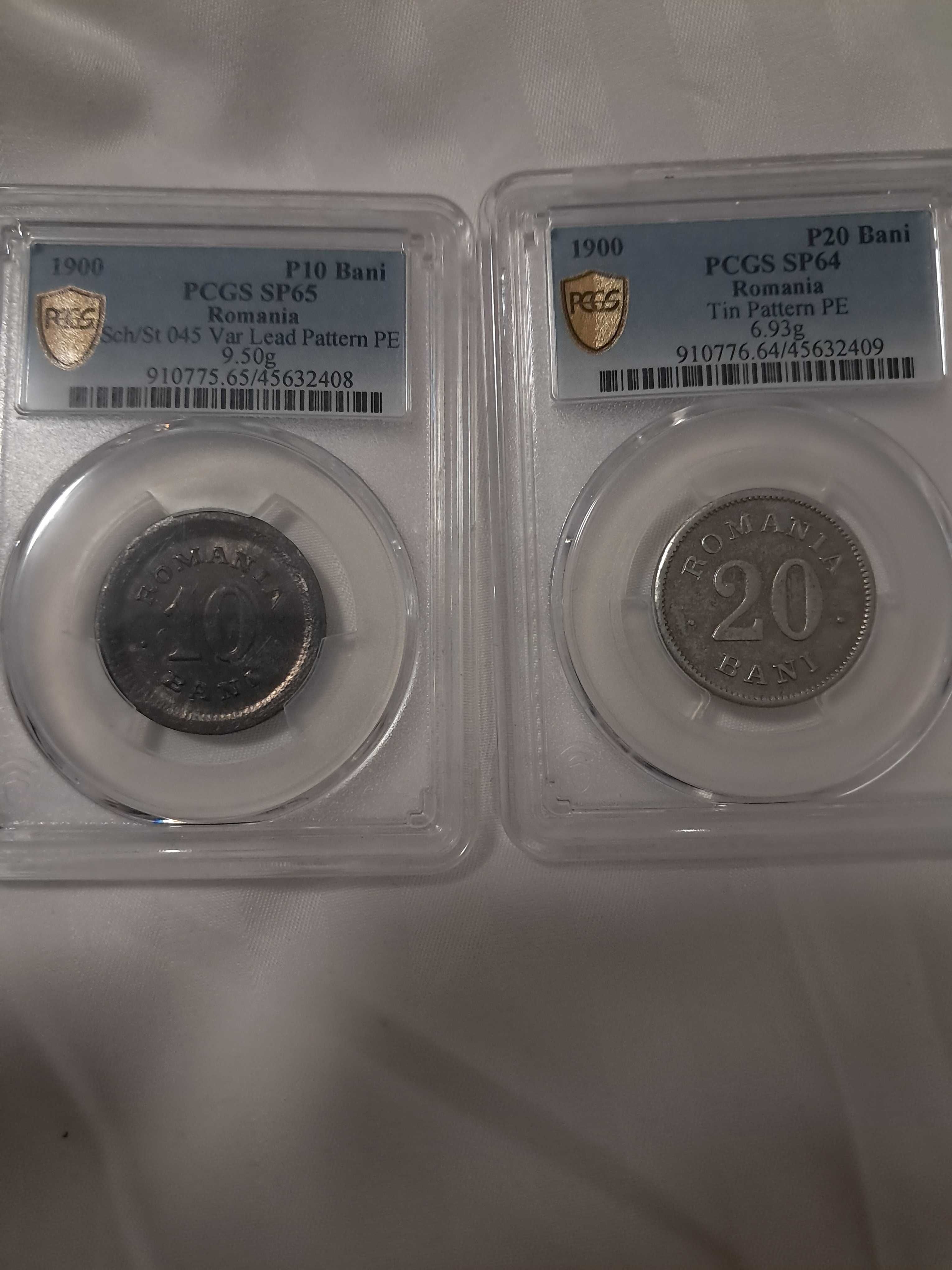 Lot 10 bani 1900 PCGS SP 65 PATTERN TOP POP / 20 bani 1900  PCGS SP64