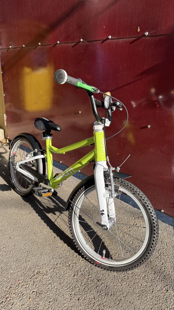 Bicicleta WOOM 3 AUTOMAGIC LIME, NOUA, cric+aparatori+sonerie