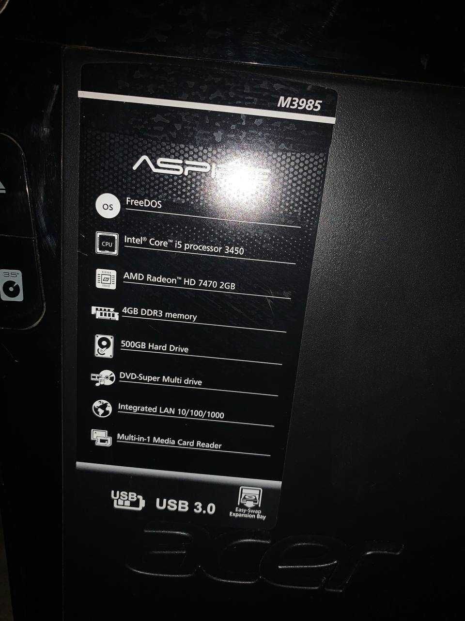 Компьютер Acer Aspire M3985 ПК в рабочем состоянии. Все в описании.