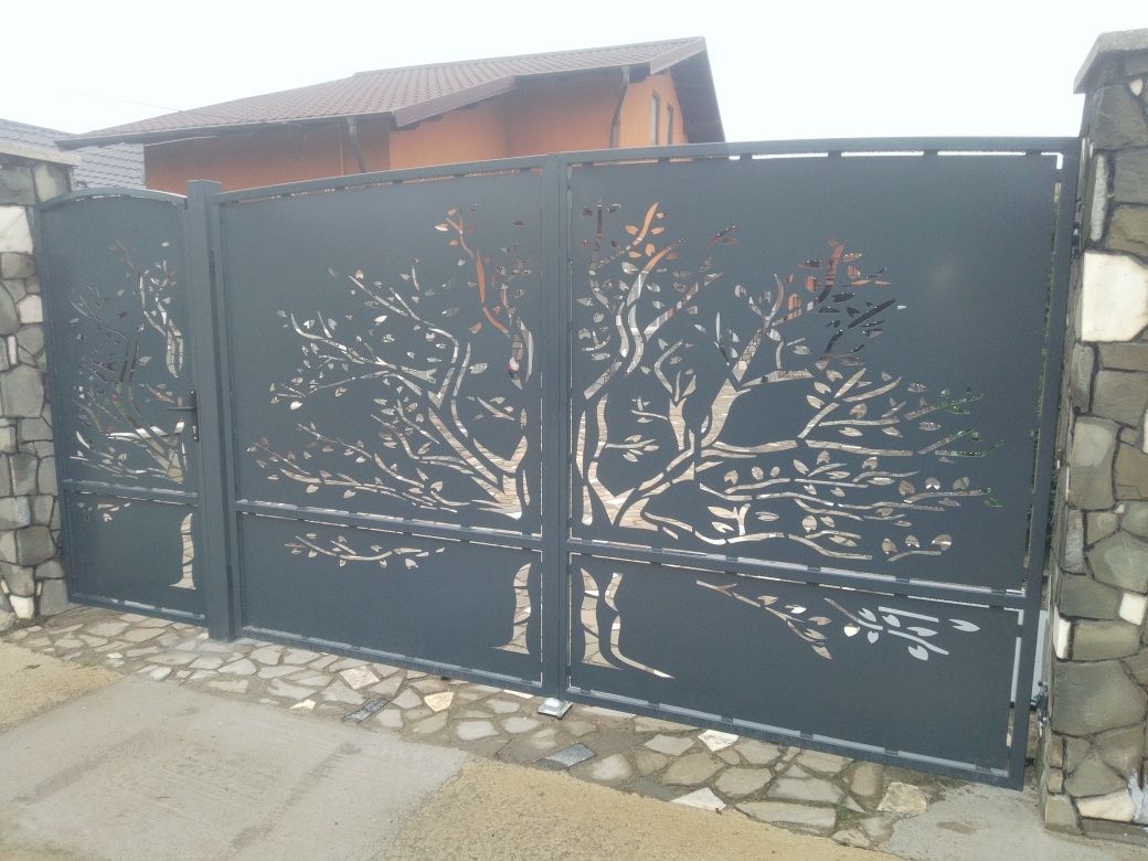 Garduri și porți metalice, tabla traforata, wpc, țeavă, șipcă metalica