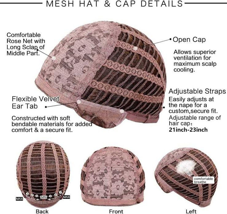 60 см чуплива перука кафяви корени с пепеляво руси краища с бретон