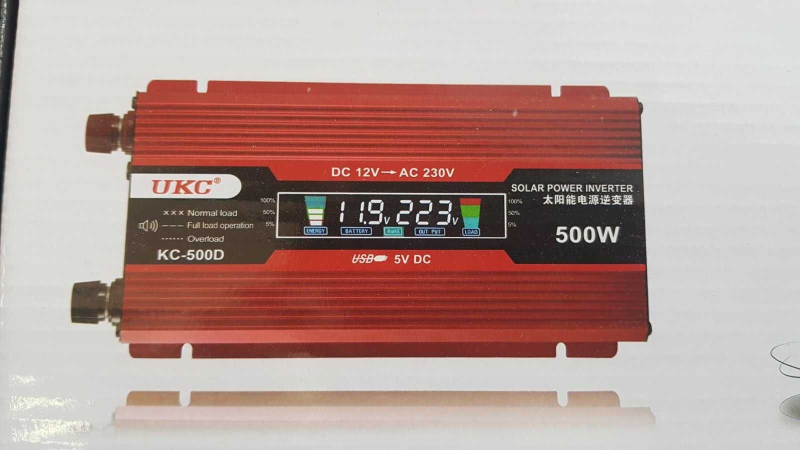 Инвертор на напрежение с дисплей от 12V на 220V мощност 500W или 2000W