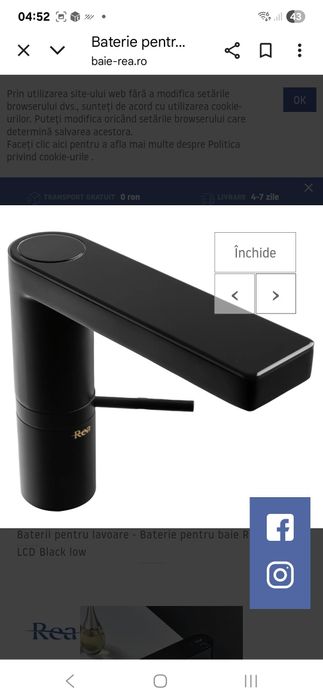 Baterie cu afisaj electromic Rea, negru mat, nouă.