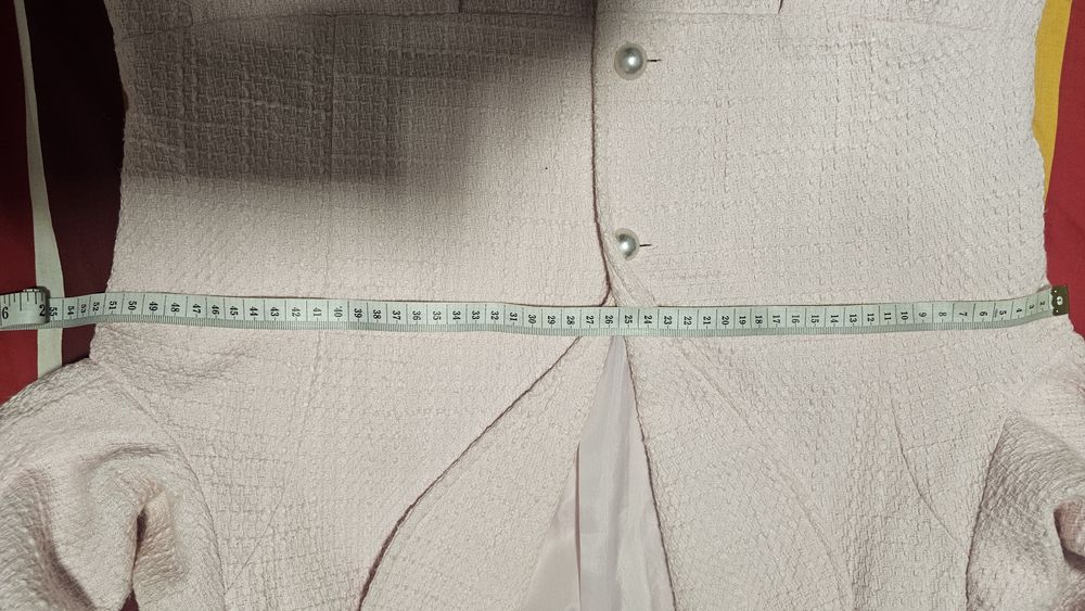 Sacou roz pudră elegant cu nasturi tip perle xl 42