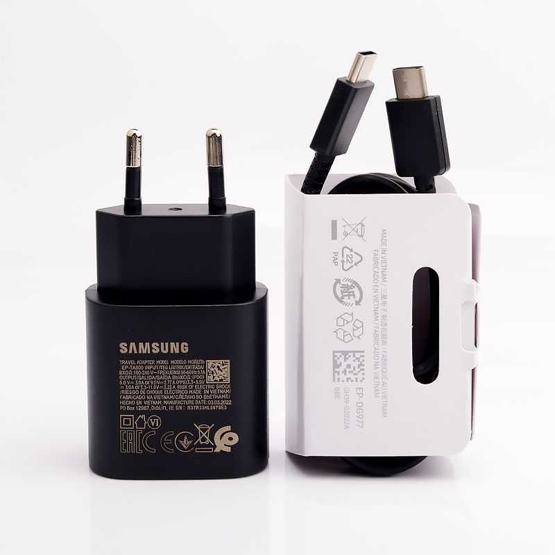 Бързо зарядно за Samsung 25W USB тип C в комплект с 1 м. кабел