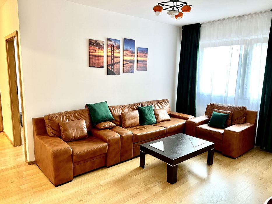 Vand set canapea extensibila piele maro 2+1+1