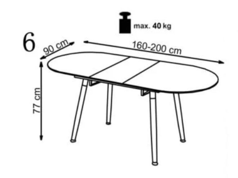 Masa extensibila din MDF si metal Calibry Alb / Stejar San Remo
