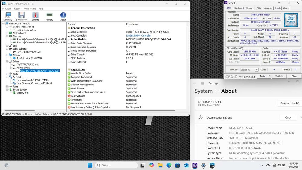 HP EliteBook 850 G6 i5 8365U 16GB RAM 512GB SSD Windows 11