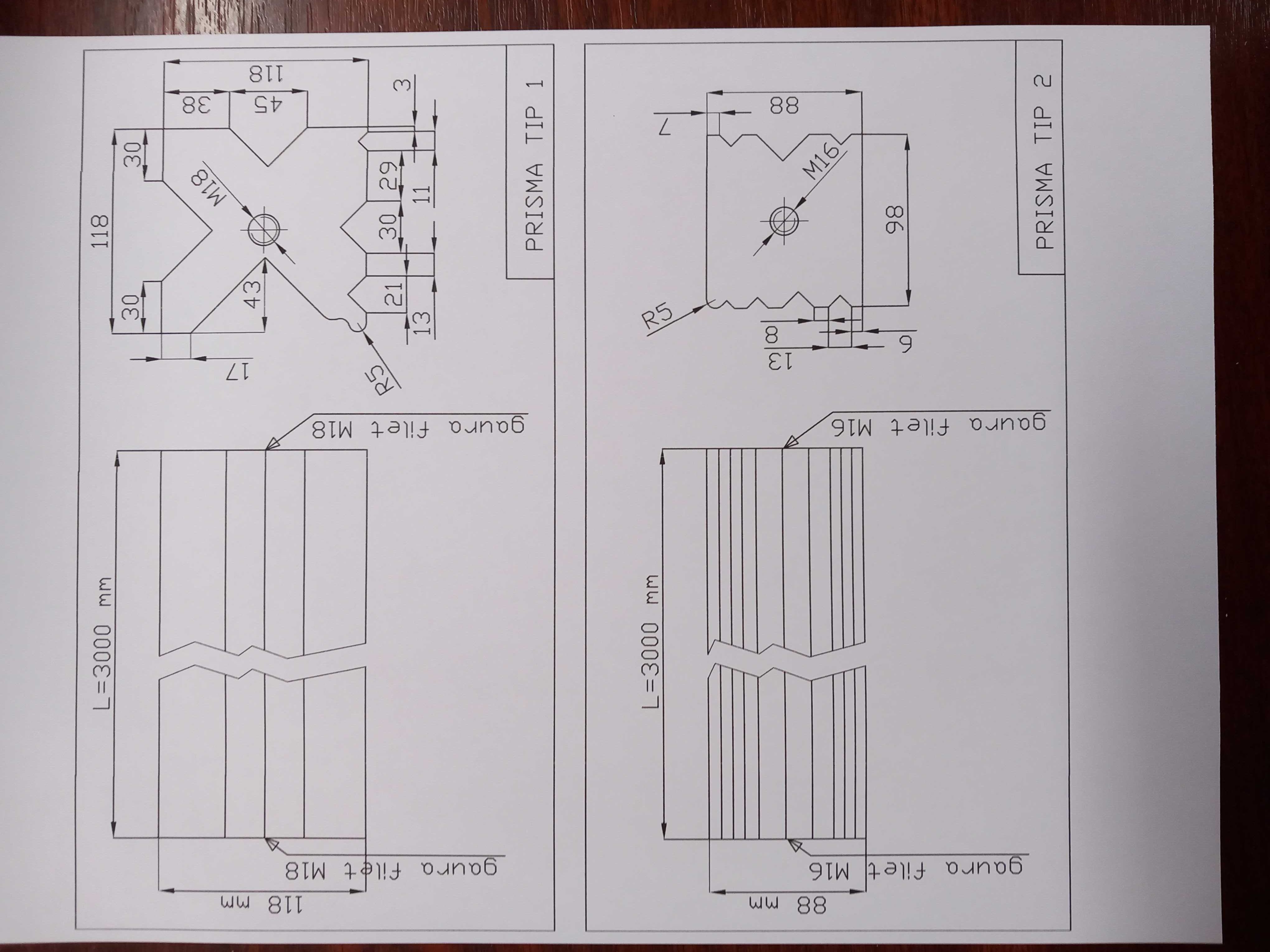 Prisme pentru masina de indoit table, ubkant