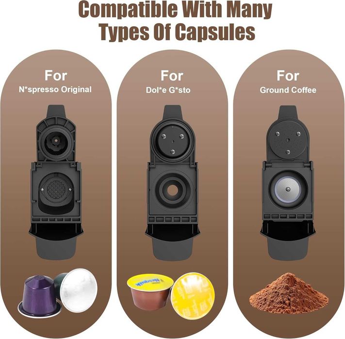 Многофункционална кафемашина, капсули Nespresso, Dolce Gusto и мляно