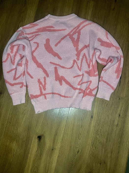 Шарен розов пуловер размер М