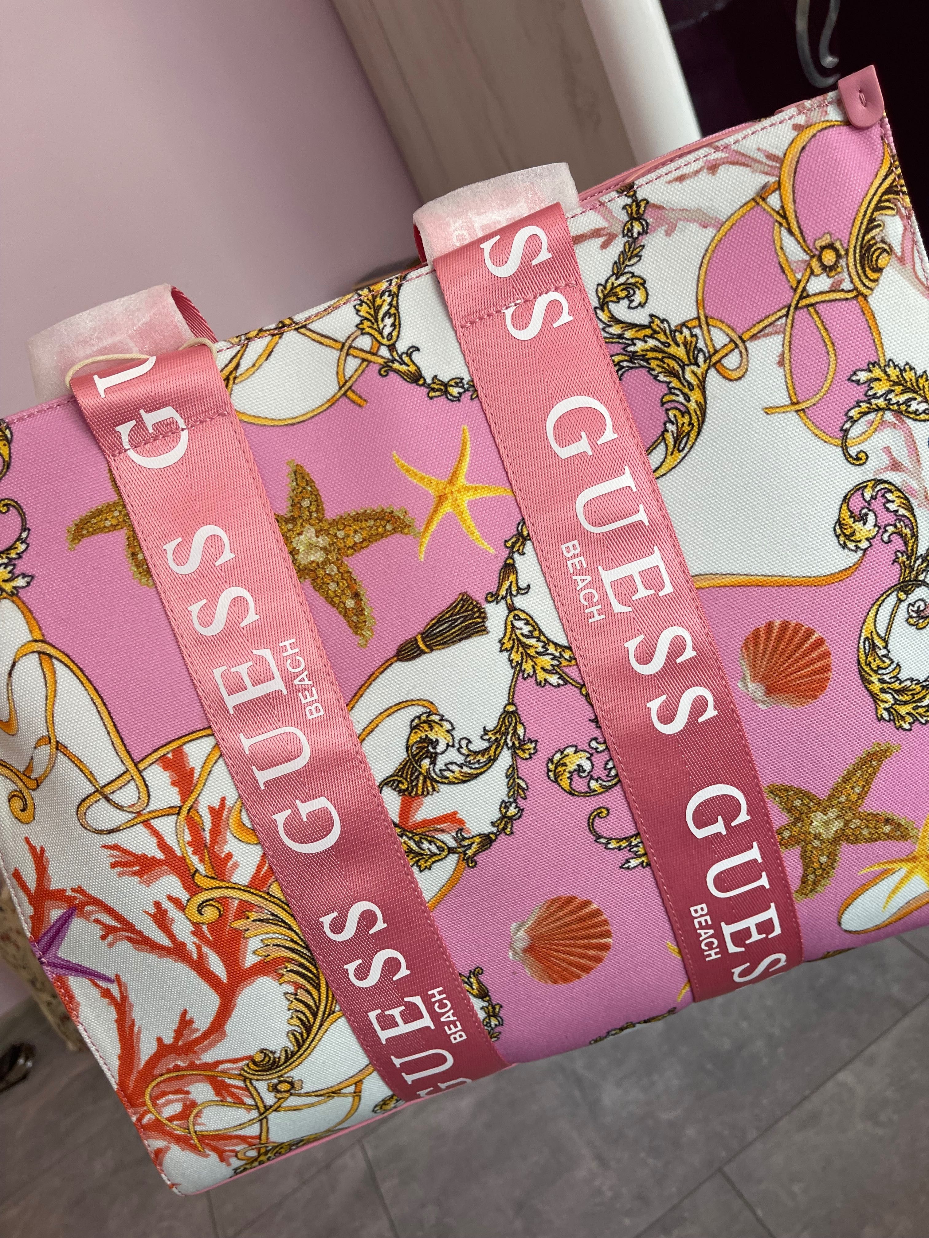 Голяма чанта Guess розов бонбон