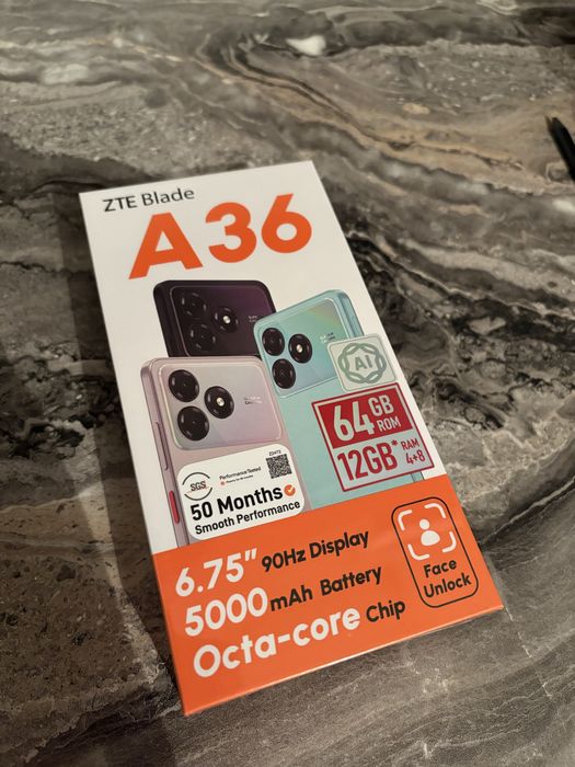 Новый смартфон ZTE Blade A36, полный комплект
