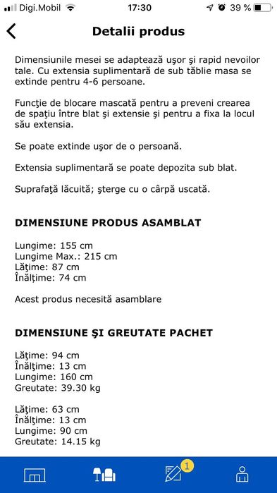 Masa extensibila ikea