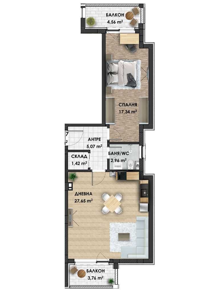 Продава се Двустаен апартамент в Пловдив, Беломорски - 88 кв.м за 950 €/кв.м - Снимка #1