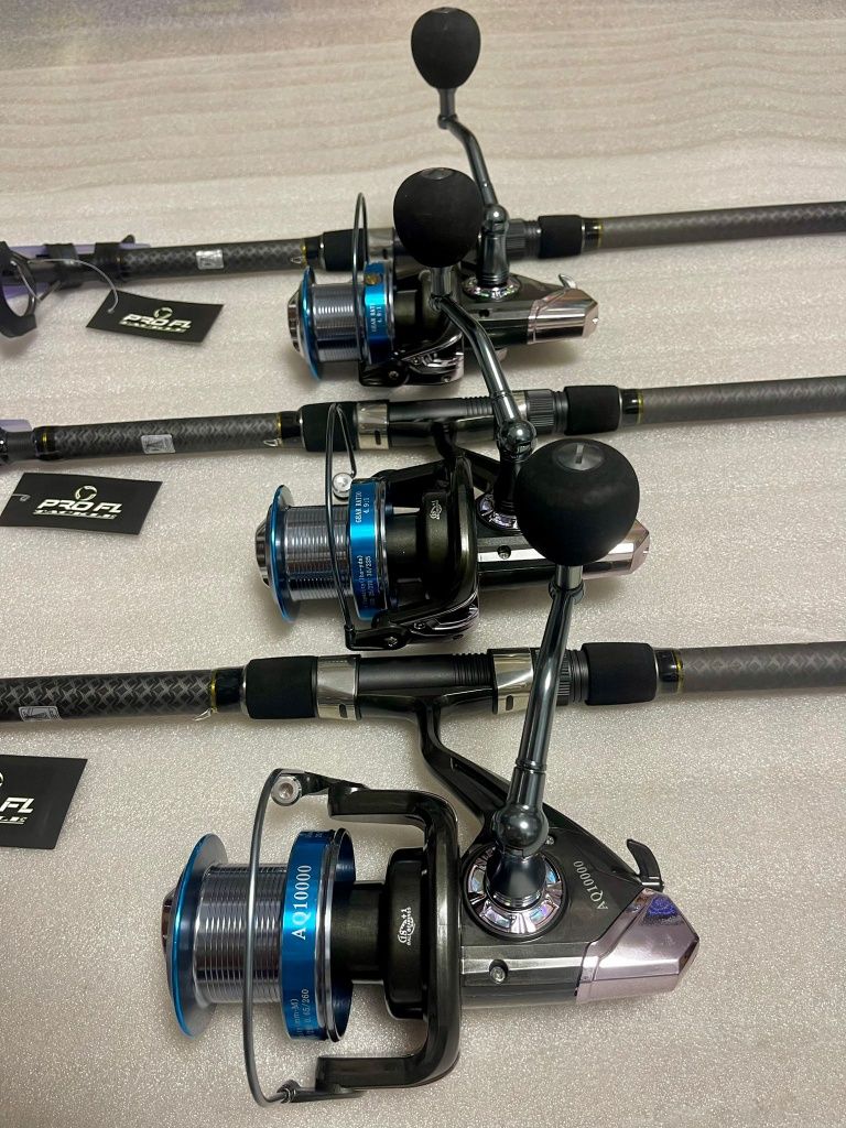 SET 3 Lansete Telescopice FL TELE CARP 3.90m 180G + 3 Mulinete AQ10000