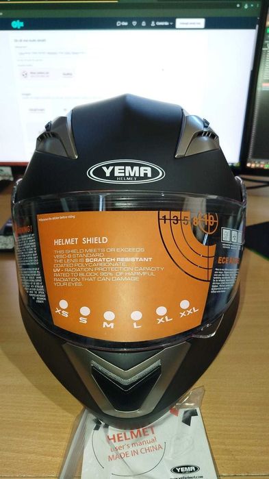 Casca Moto YEMA YM-925, Modulară, Vizier Dublu, Neagra mat, S