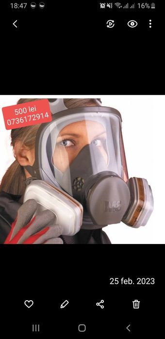 Masca 3M 6800 Viziera + filtre carbon + prefiltre + capace