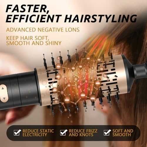 Нов Йонен Сешоар с Термо Четка, 2 Глави, 850W за Обем и Къдрици жени