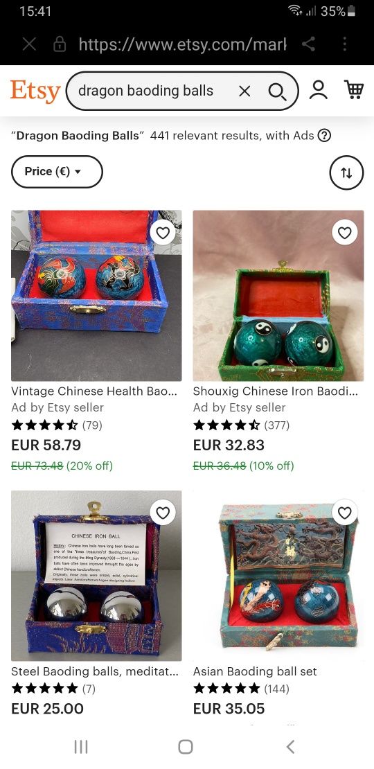 Vintage Chinese Health Baoding Music Balls Pheonix&Dragon Cloisonnen