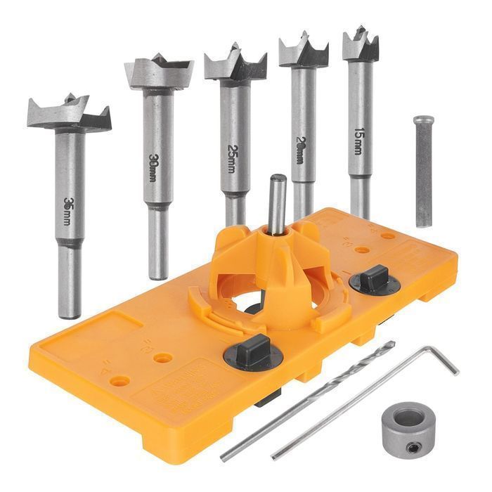 Set sablon ghidaj pentru gaurire si frezare locas balamale, 5 piese