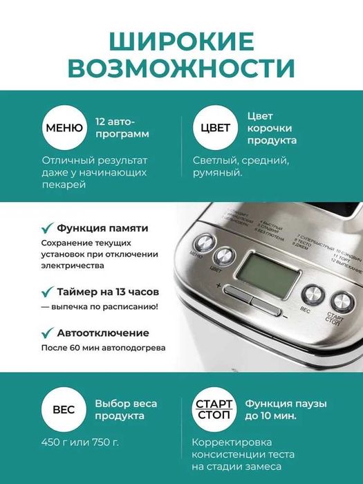 Хлебопечка GEMLUX GL-BM1358, 600Вт, 2 л, антипригарная чаша