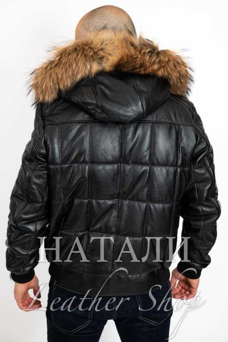 Мъжки кожен зимен бомбър Нико