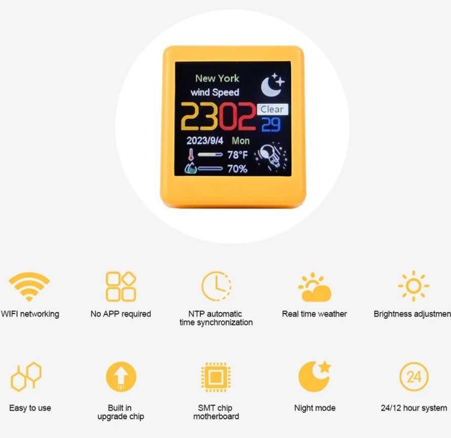 Statie Meteo Inteligenta , Wifi, Afisaj Digital, Galben sau alb