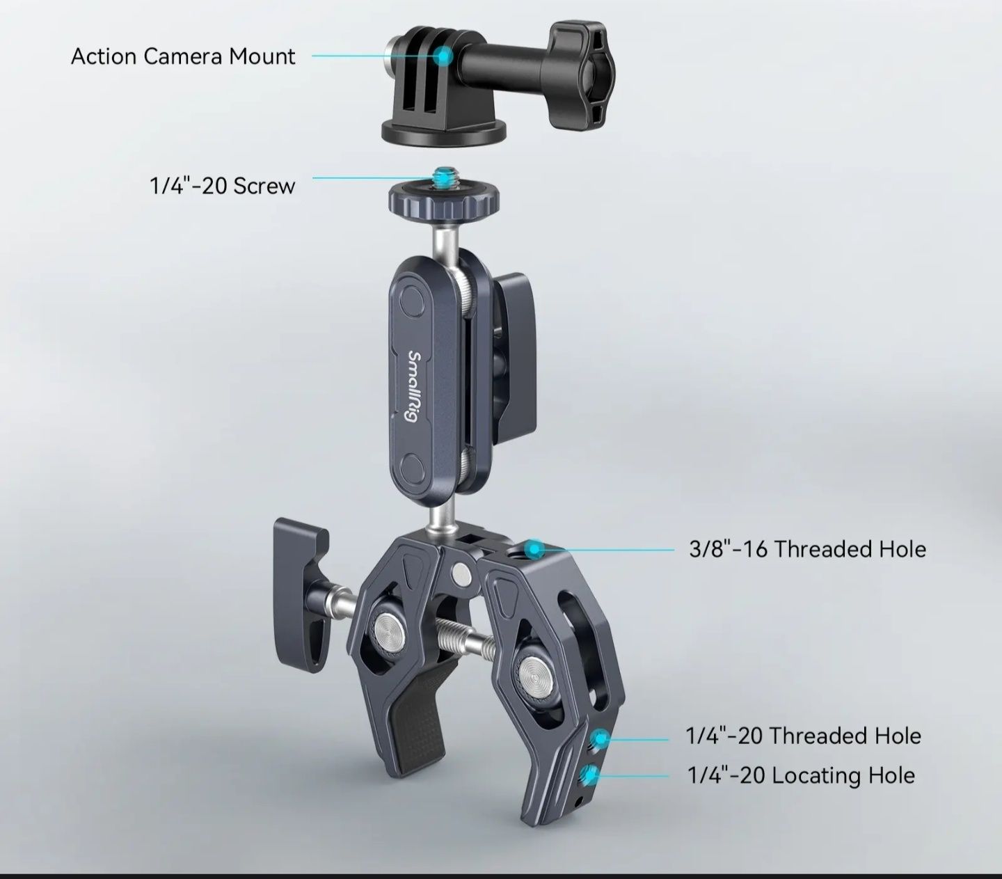 Magic Arm mini Friction + Super Clamp SmallRig 3757 c адаптером GoPro